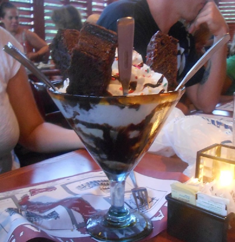 Giant sundae at Mamma Mia's in Plymouth, MA