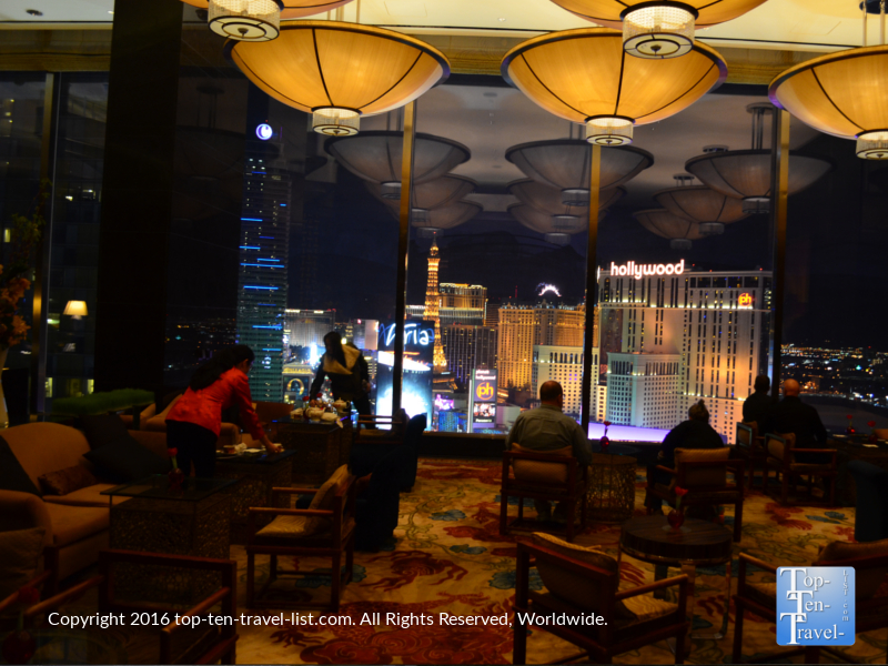 The beautifully decorated Mandarin OrientalTea Lounge in Las Vegas, Nevada