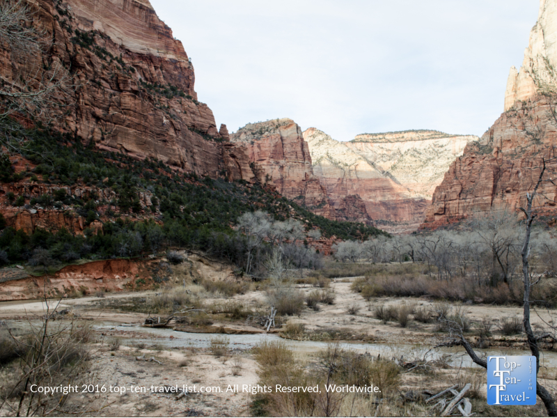 Beautiful views of Zion Canyon from the Emerald Pools trail at Zion National Park