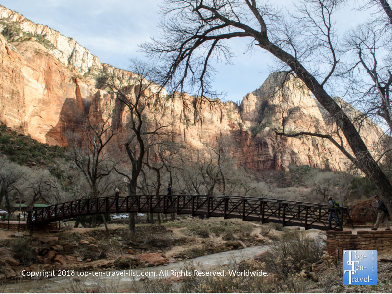 Bridge crossing on the Emerald Pools trail at Zion National Park