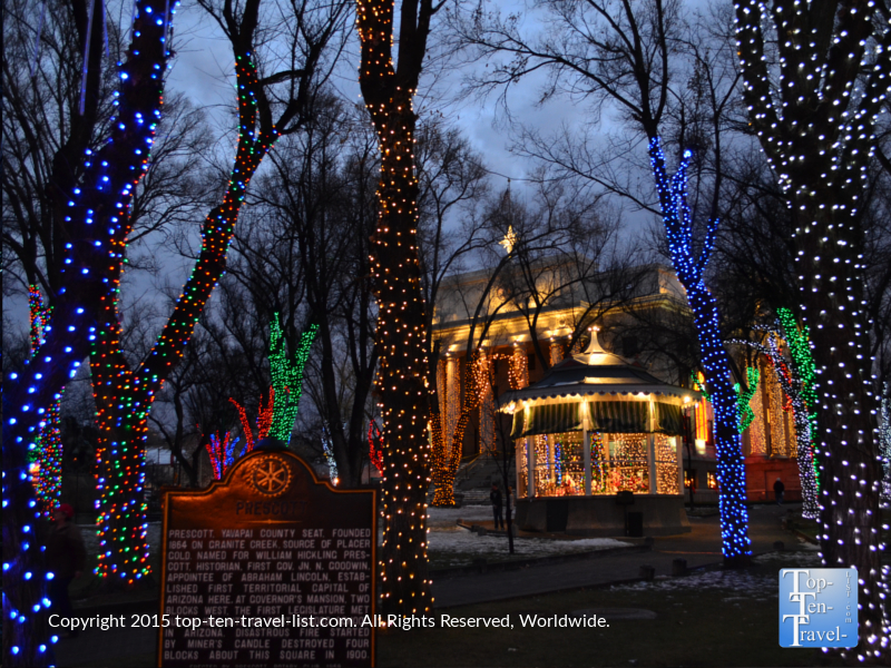 The beautiful holiday light display at the Yavapai County Courthouse in Prescott.