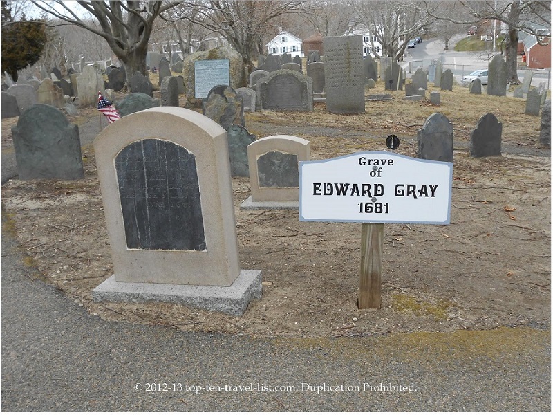 Edward Gray gravestone at Burial Hill in Plymouth, MA