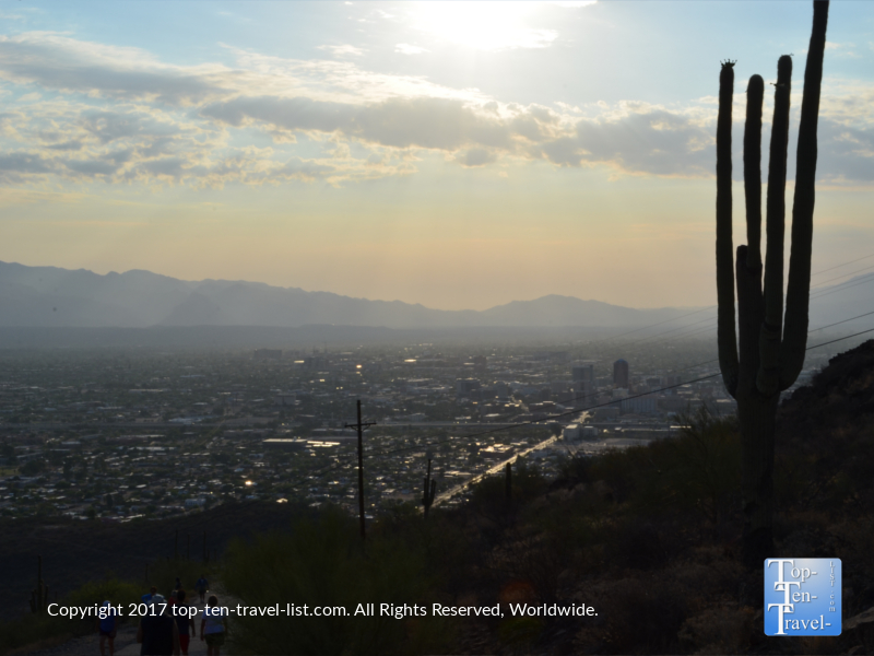 Beautiful sunrise views along the Tumanoc Hill hike in Tucson, Arizona 