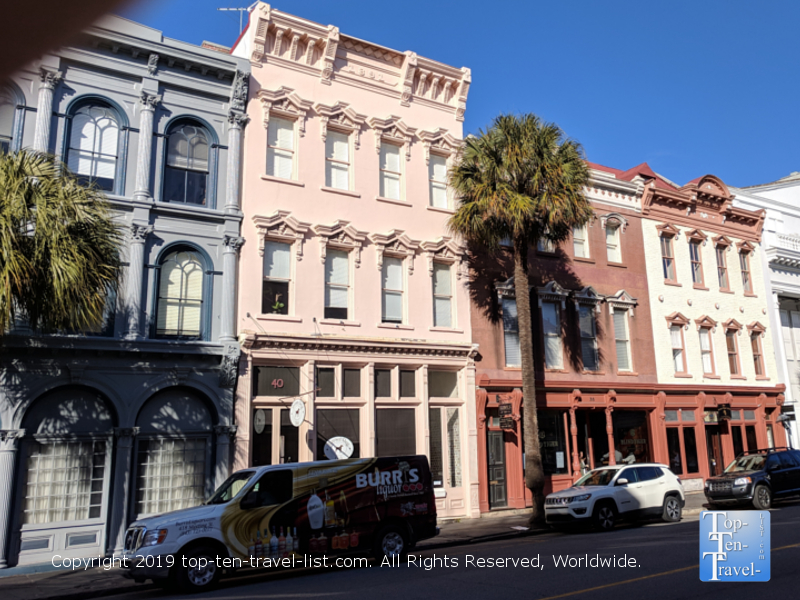 Gorgeous colorful architecture in downtown Charleston, South Carolina 