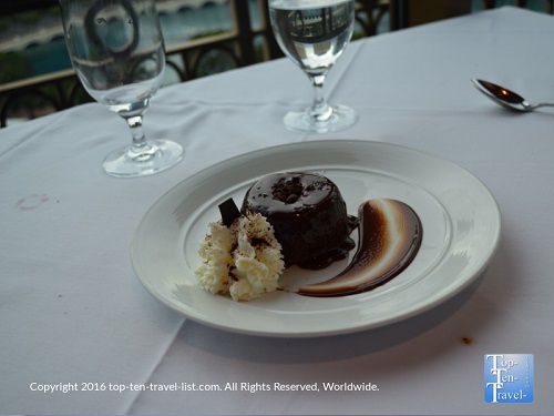 Delicious chocolate cake at the Eiffel Tower restaurant in Las Vegas