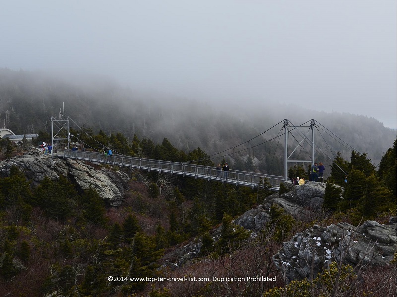 Mile high swinging bridge at Grandfather Mountain in North Carolina 