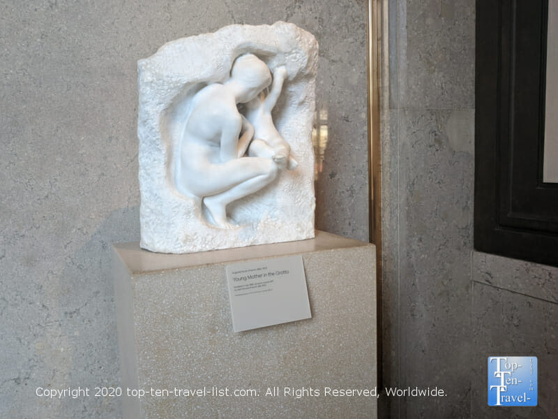 Young mother in the grotto at The Rodin Museum in Philadelphia 