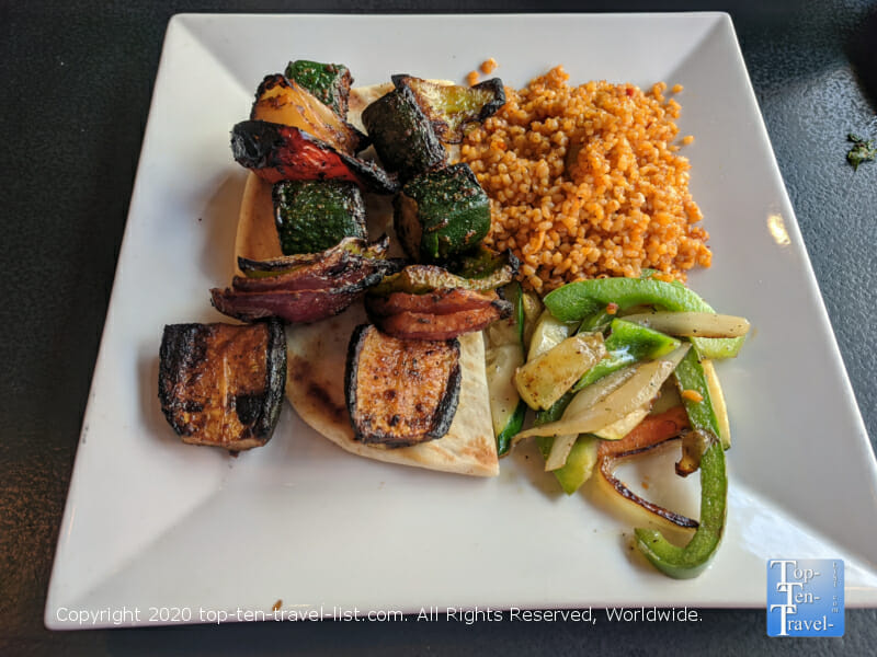 Veggie kabob lunch special at Isot Mediterranean restaurant in Philadelphia