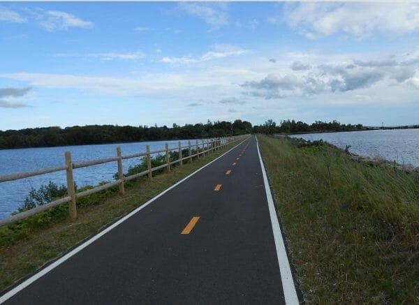 Beautiful views along the East Bay bike path, Rhode Island's most scenic paved biking route 