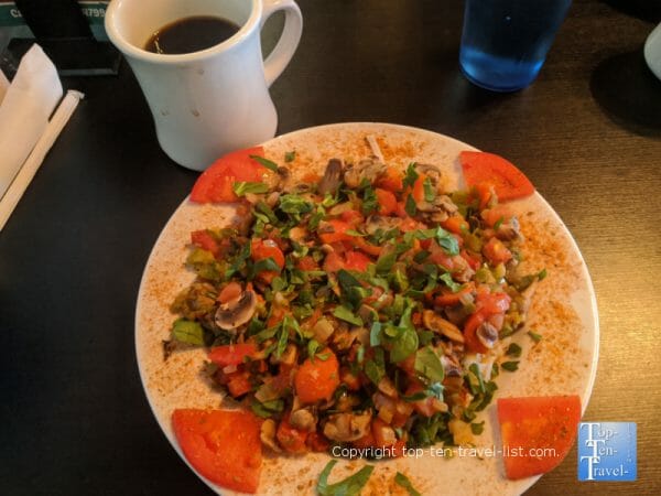 Vegetarian hash browns at Ryan's Island Cafe in Clearwater Beach, Florida 