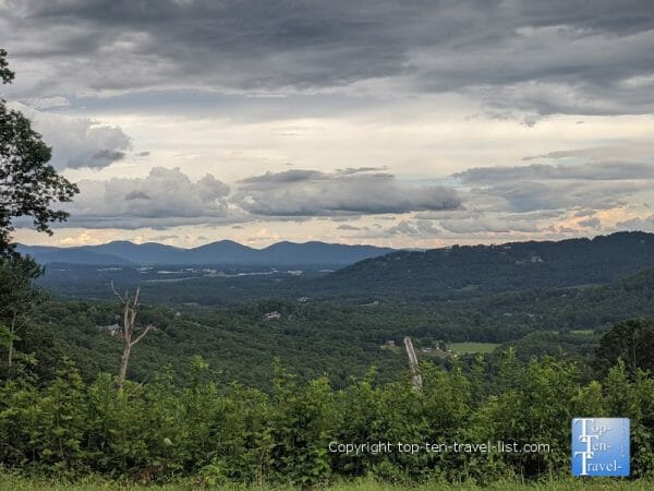 Amazing mountain scenery at the Chestnut Cove overlook along the Blue Ridge Parkway in Western North Carolina 