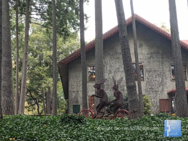 Beautiful Sculpture Garden at Grovewood Village in Asheville, North Carolina 