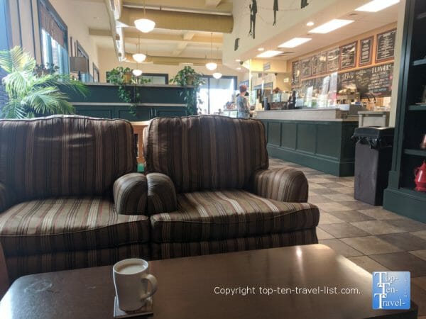 Cozy seating at Quotations Coffee Cafe in Brevard, North Carolina 