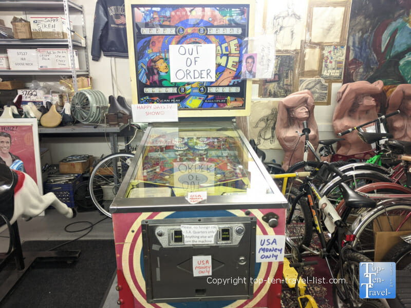 Vintage Bally Space Time pinball machine from 1972 at Bicycle Heaven in Pittsburgh 