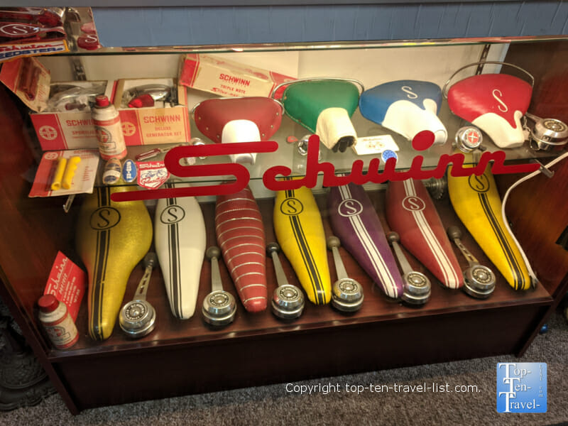 Vintage Schwinn bike seats at Bicycle Heaven in Pittsburgh, PA