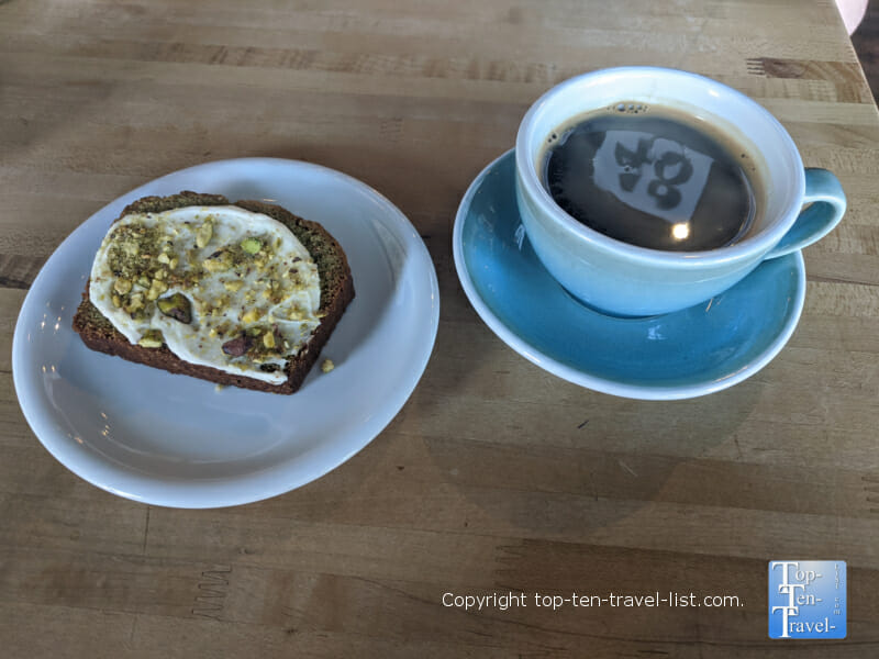 Match green tea bread and house coffee at Defer in Pittsburgh