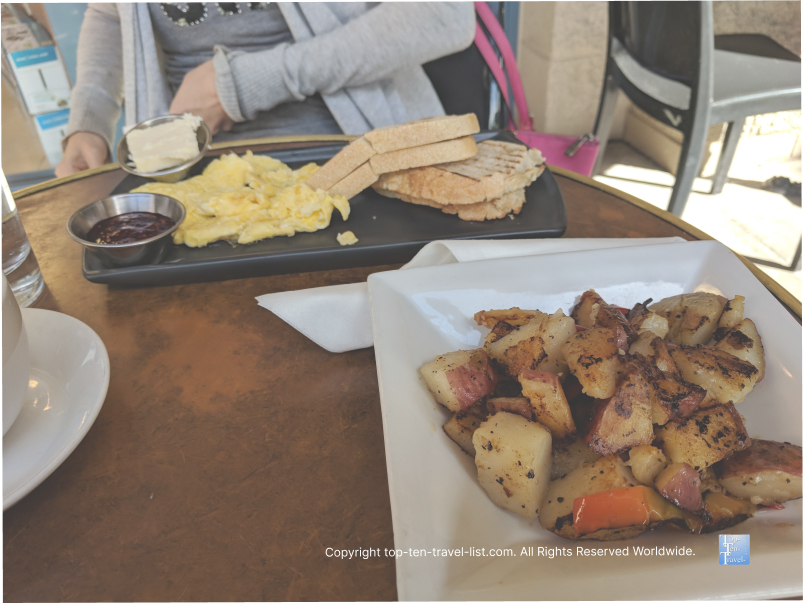 Scrambled eggs and potatoes at Le Buzz Tucson