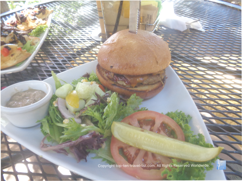 Turkey burger and salad at Secret Garden Cafe in Sedona