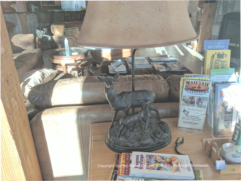 Rustic deer lamp at Elk Trace Inn Pagosa Springs