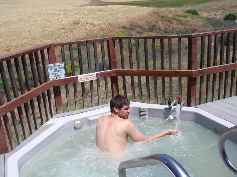 Soaking in the natural hot springs in Paso Robles, CA