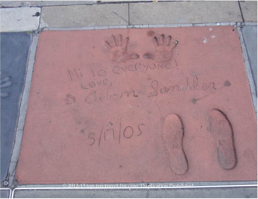 Adam Sandler hand and foot prints