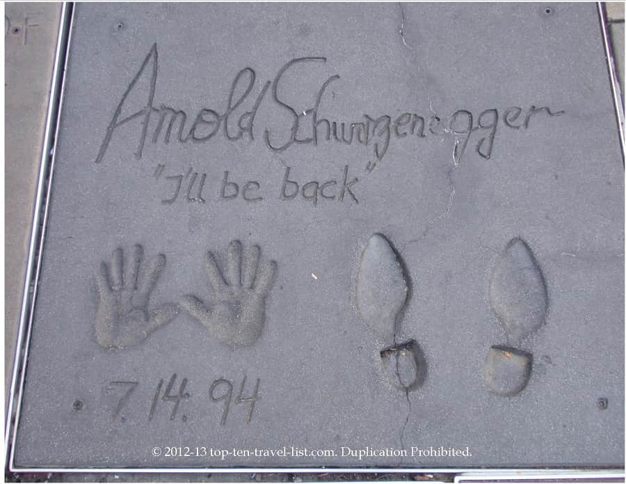 Arnold Schwartenegger hand and foot prints