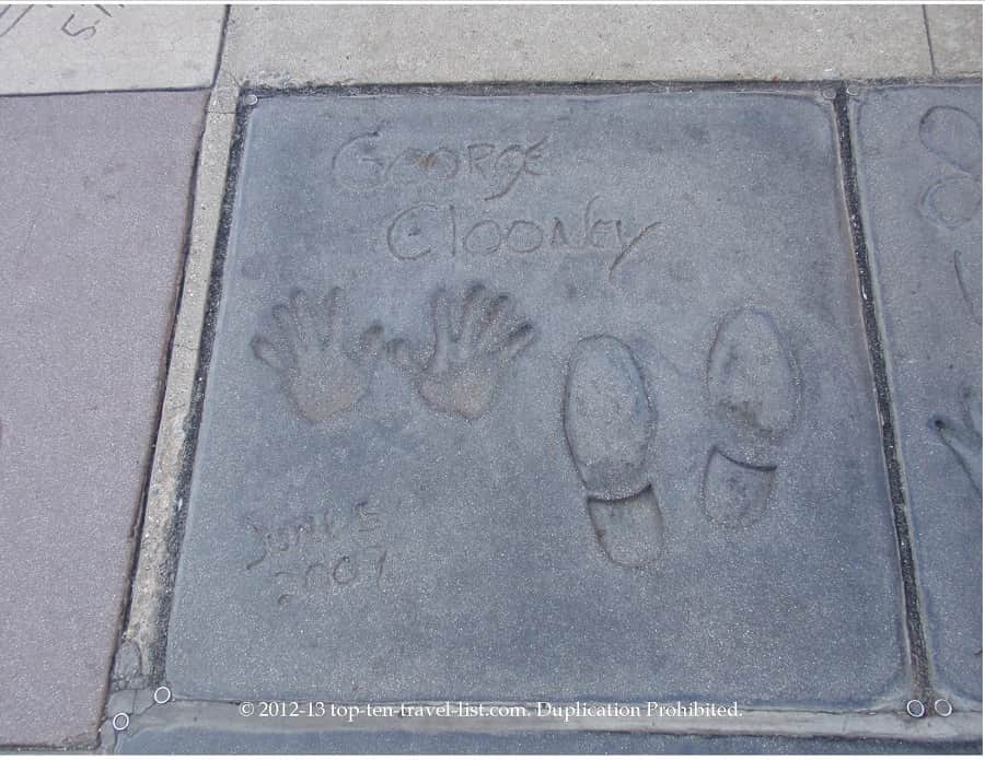 George Clooney hand and foot prints