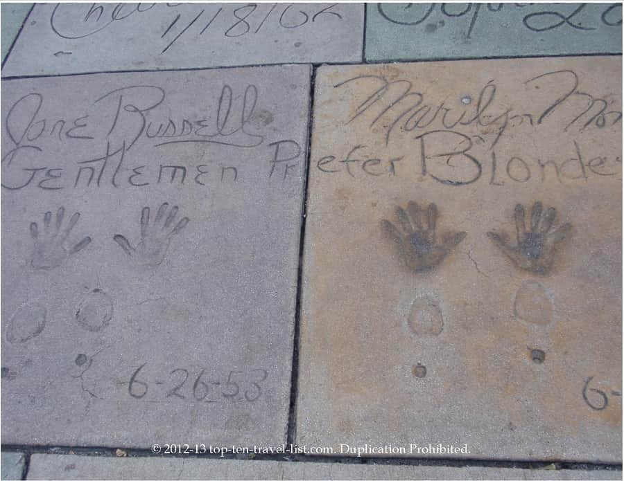 Jane Russell & Marilyn Monroe foot prints