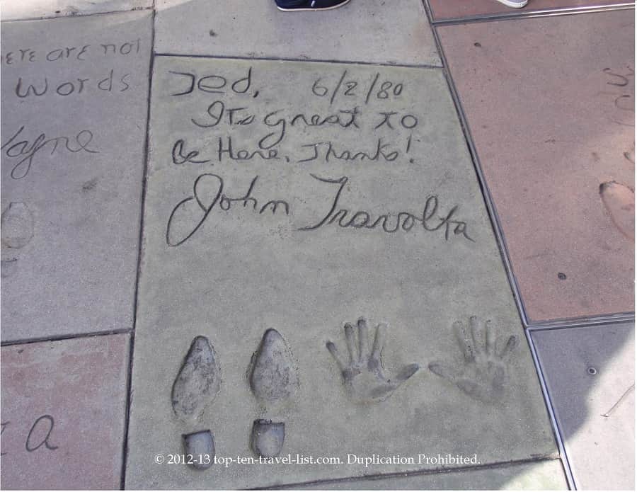 John Travolta hand and foot prints