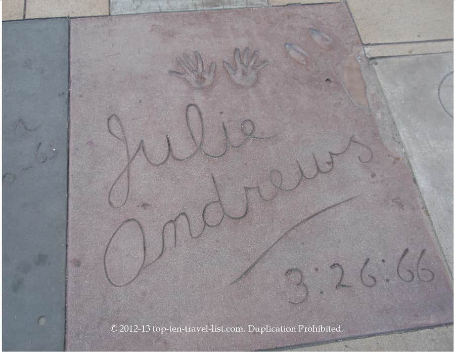 Julie Andrews hand and foot prints