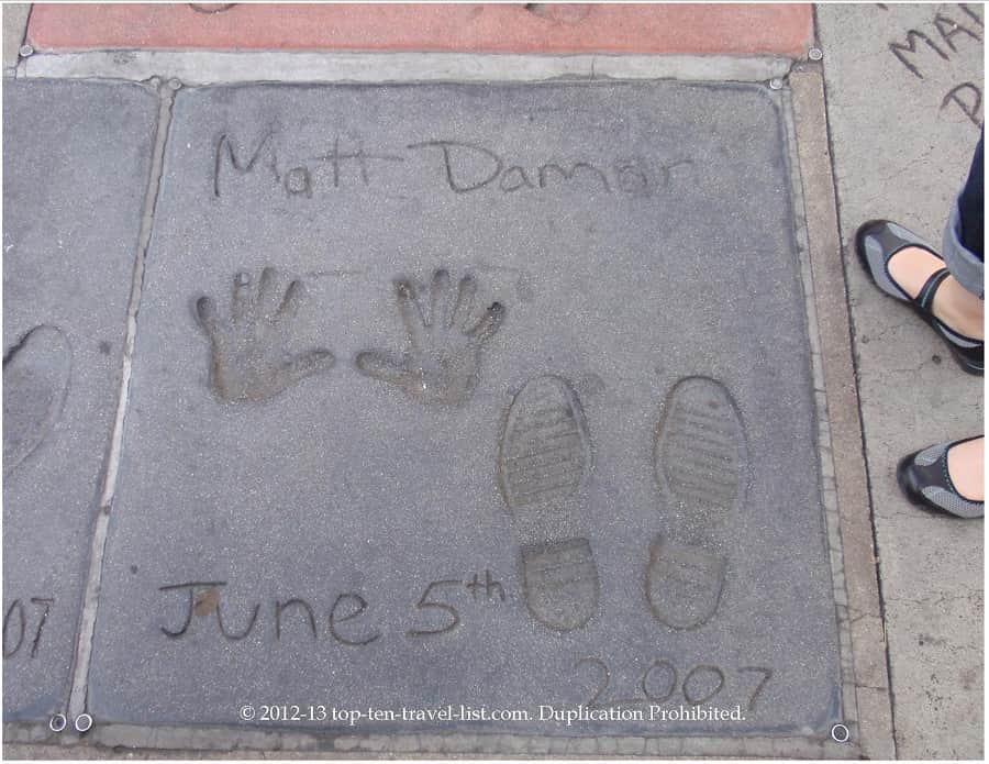 Matt Damon hand and foot prints