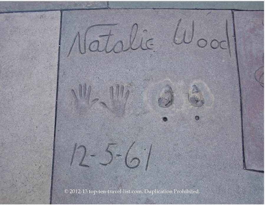 Natalie Woods hand and foot prints