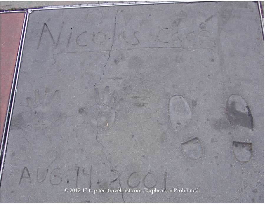 Nicholas Cage hand and foot prints
