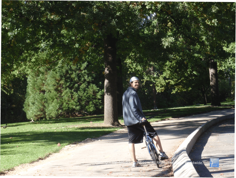 Mike biking the Boise Greenbelt