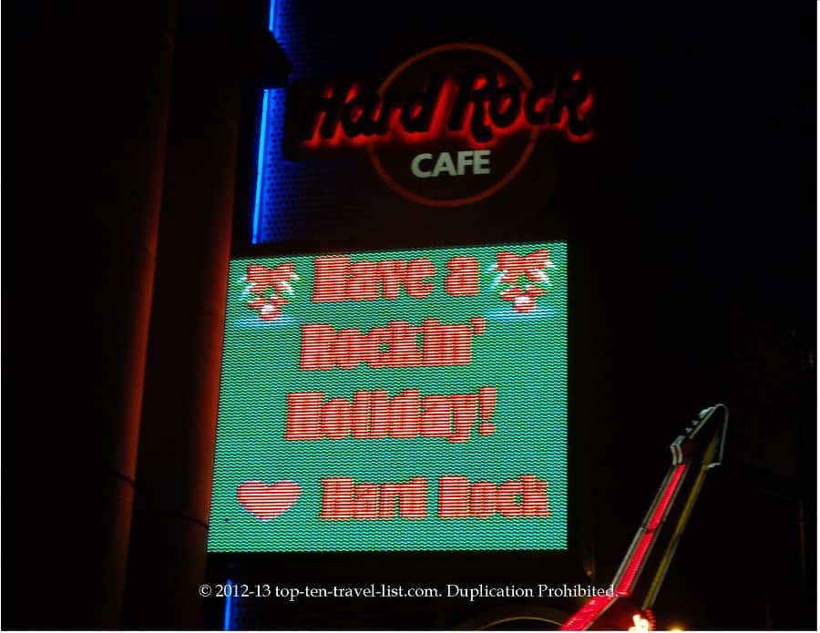 Hard Rock Cafe Chicago holiday sign