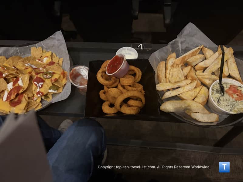 Appetizers at Hollywood Blvd. movie theater in Woodridge