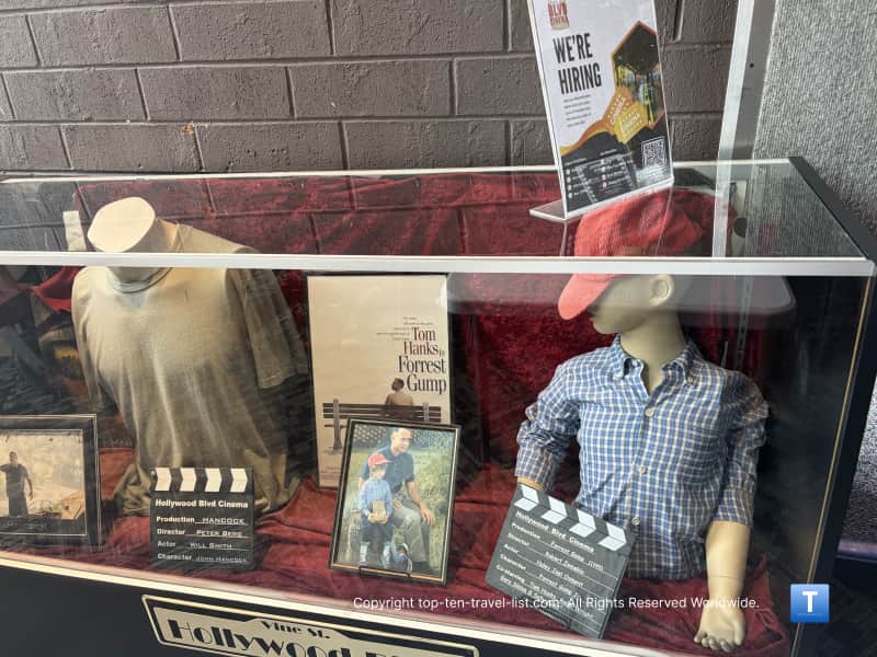 Forrest Gump movie memorabilia at Hollywood Blvd. theater in Woodridge