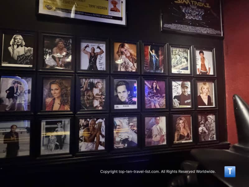 Signed celeb photos at Hollywood Blvd movie theater in Woodridge
