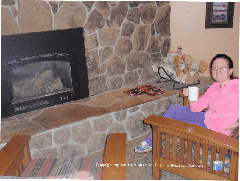 Fireplace at Western Heritage Inn in Bozeman