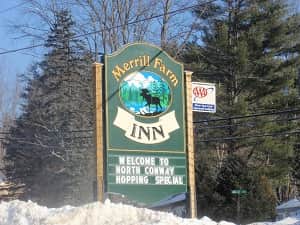 Merrill Farm Inn sign in Conway, NH