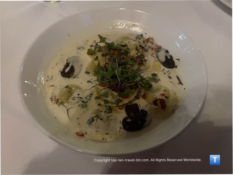 Wild mushroom ravioli at The Walnut Room in Chicago