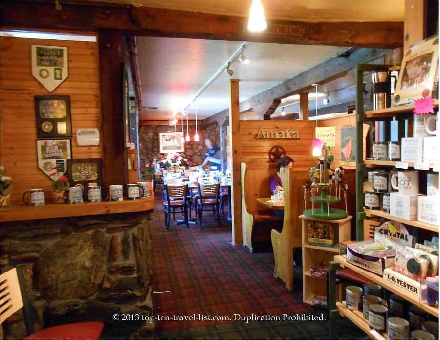 Log cabin interior of Persy's Place in Middleboro