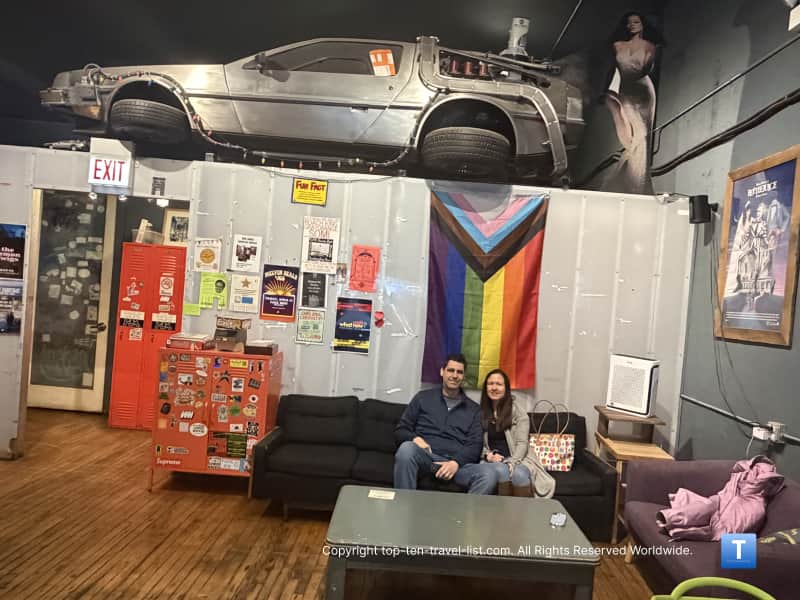 Back to the Future car at the Wormhole in Chicago