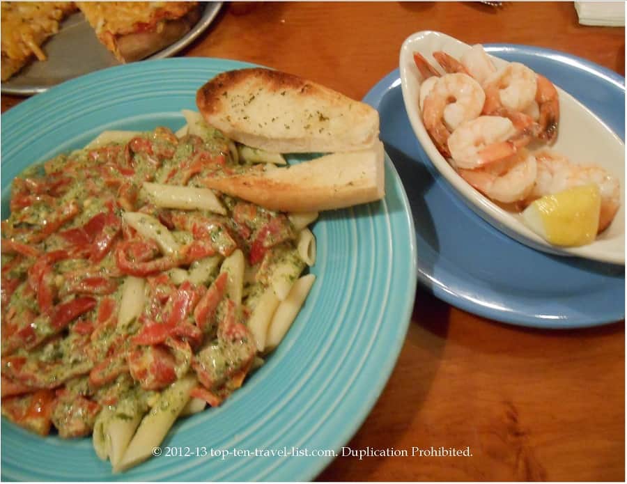 Shrimp pasta at the Cabin