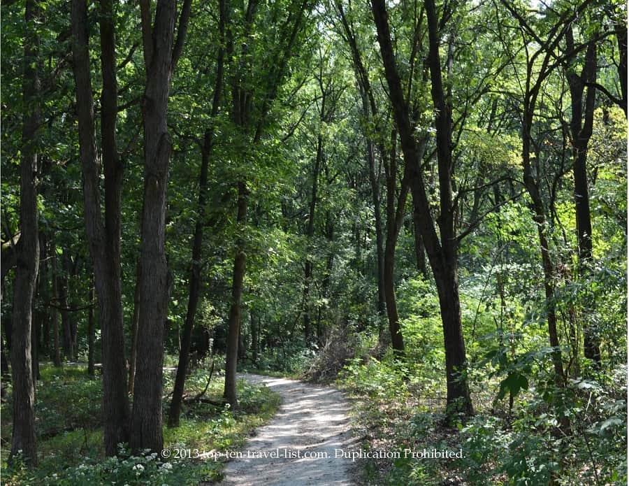 Quiet White Oak nature trail at Little Red School house