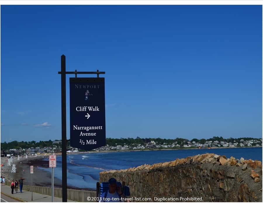 CliffWalk sign in Newport, Rhode Island