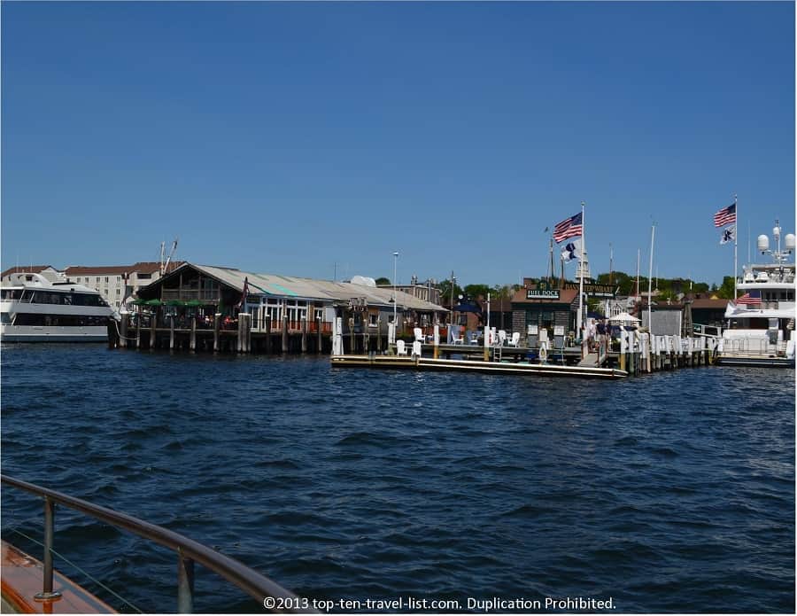 Dining and shopping in Bowen's Wharf in Newport, Rhode Island