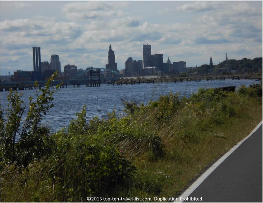Providence skyline from the East Bay bike path 