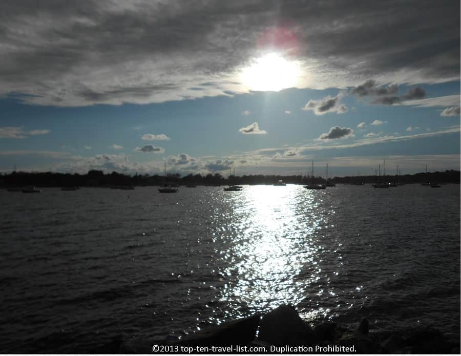 Scenic Bristol, Rhode Island at sunset