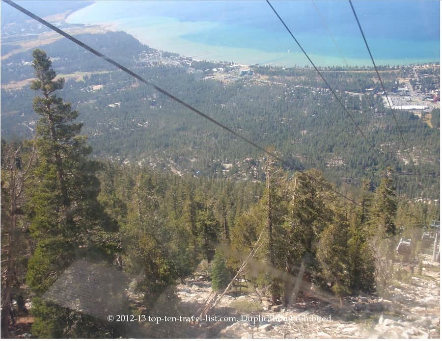 Beautiful mountain views from the Heavenly Village gondola in Lake Tahoe
